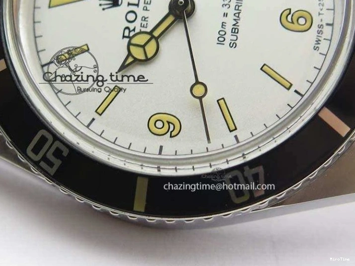 MiroTime 0421 ComfortFit Vintage 1680 Submariner No Date SS White Dial On SS Bracelet A 3855